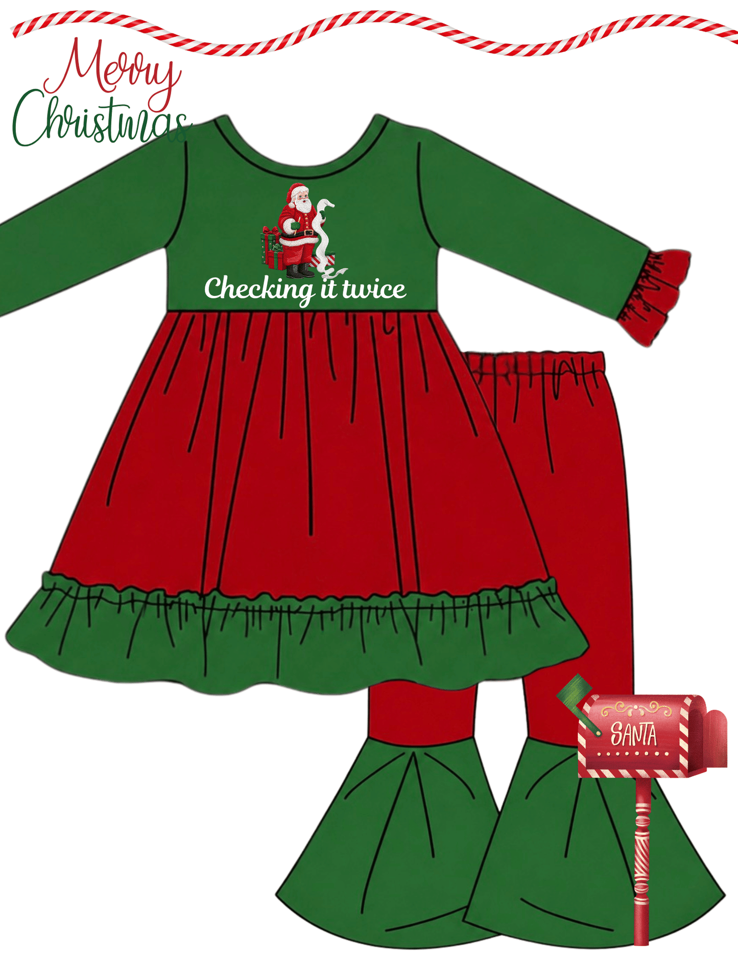 Nice list -ruffle top ( normal length )& flare pants
